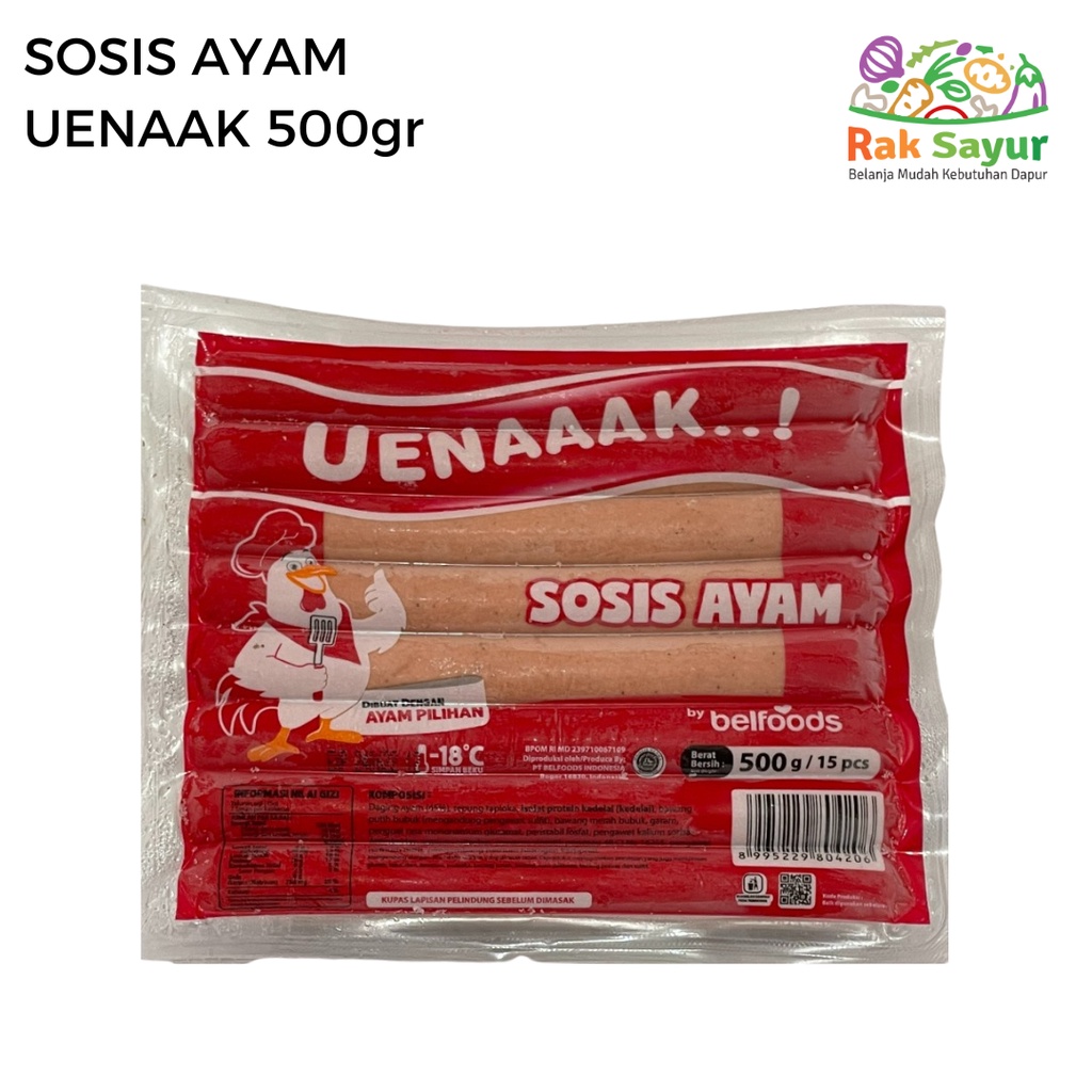 

Sosis Ayam Uenaaak 500gr Frozen Food Rak Sayur Padang