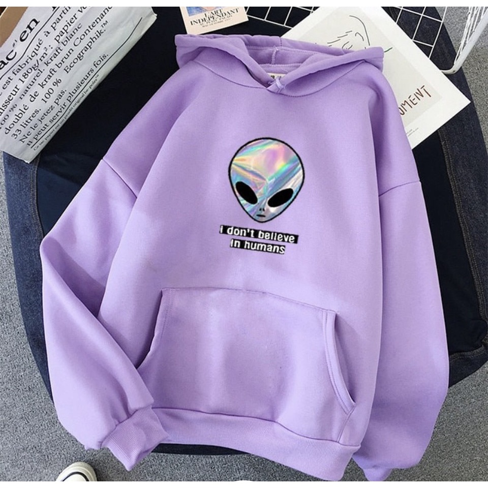 I Don't Beleave in Humans Alien Jumper Hoodie II Sweater Hoodie Trendy II Sweter Oblong Topi Sz M - XL Anak &amp; Dewasa ( Pria &amp; Wanita )