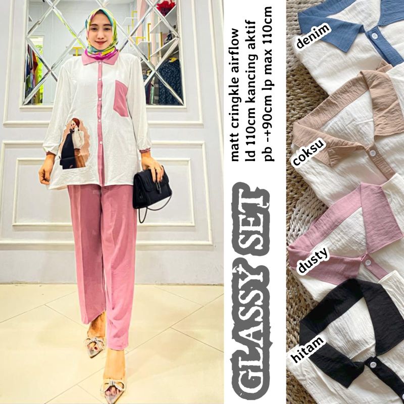 [Fashion Muslim] SETELAN CRINKLE SABLON one set krinkle premium jumbo setcel kekinian terbaru