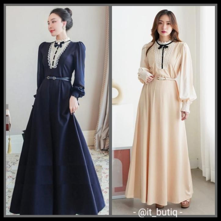 Longdress Victoria Vintage - Dress Hijab Hitam Krem Pink Maroon Cf9051