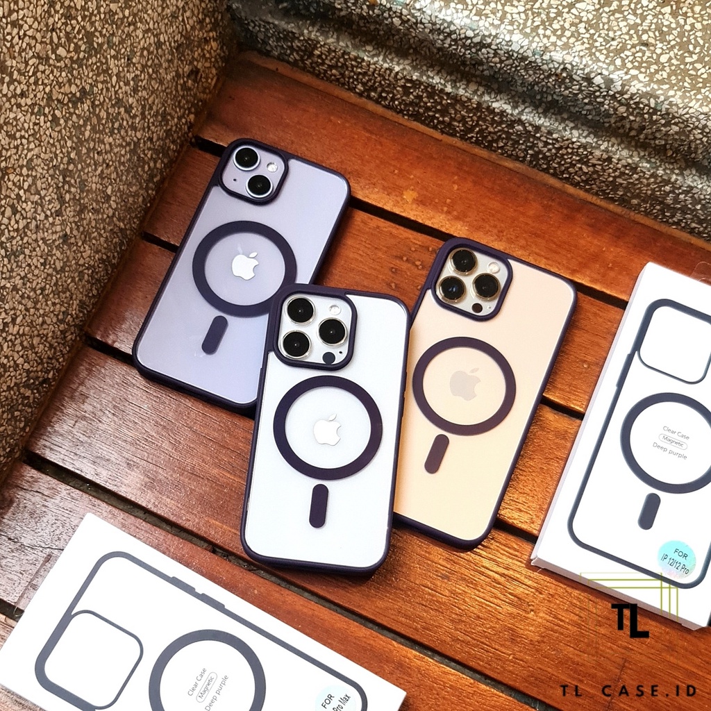 PMAG - IPHONE X XS XR XS MAX 11 11 PRO 11 PRO MAX 12 12 PRO 12 PRO MAX 13 13 PRO 13 PRO MAX 14 14 PRO 14 PRO MAX 14 MAX 14 PLUS | MAGSAFE FULL DEEP PURPLE MATTE CASE ANTI KUNING CLEAR ACRYLIC