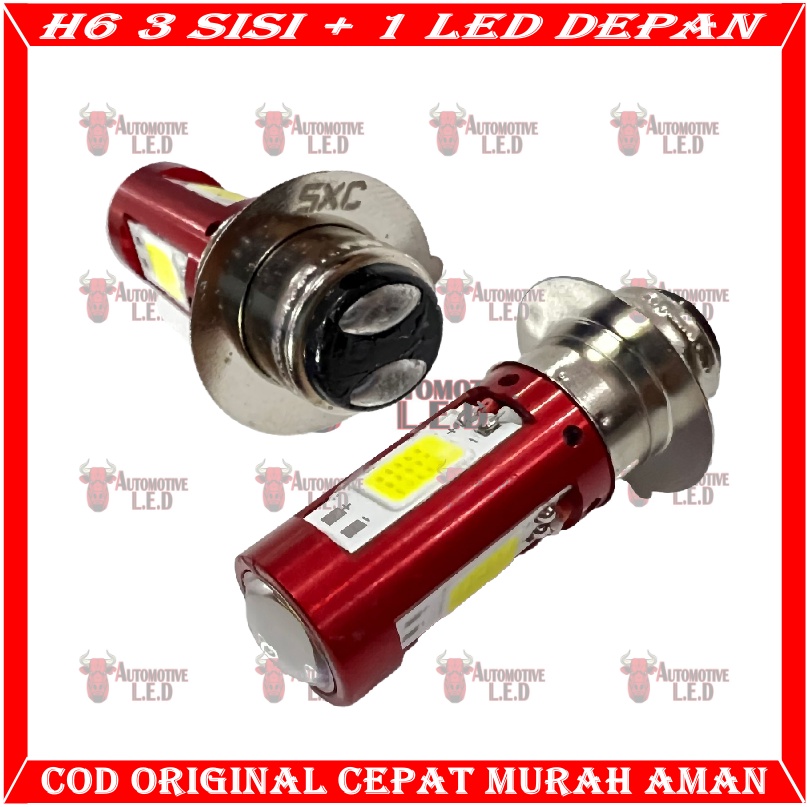 LAMPU DEPAN LED H6 COB 3 LED MERK SXC I Bohlam Depan H6 LED Cob 3 Mata Led I Bulb Led Cob H6
