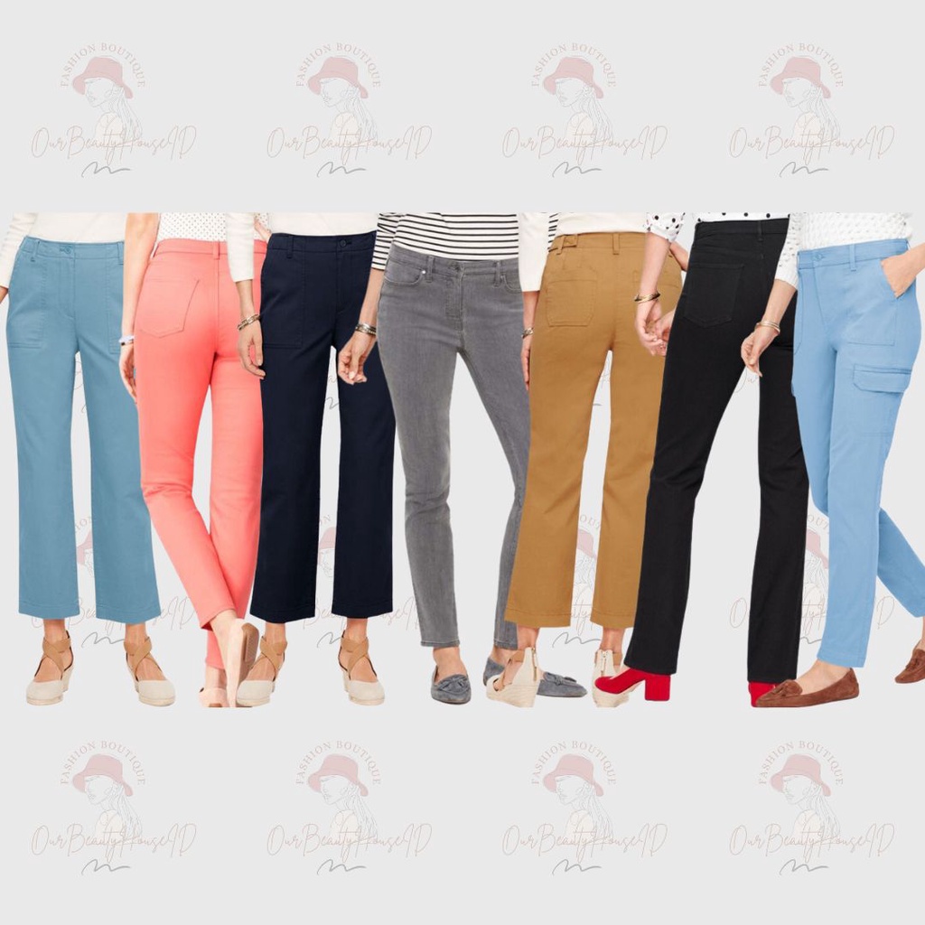 TALBOT Ripped Celana Flawless Slim Ankle Jeans Patchpocket Chinos Twill Cargo Pants Barely Boot Blac