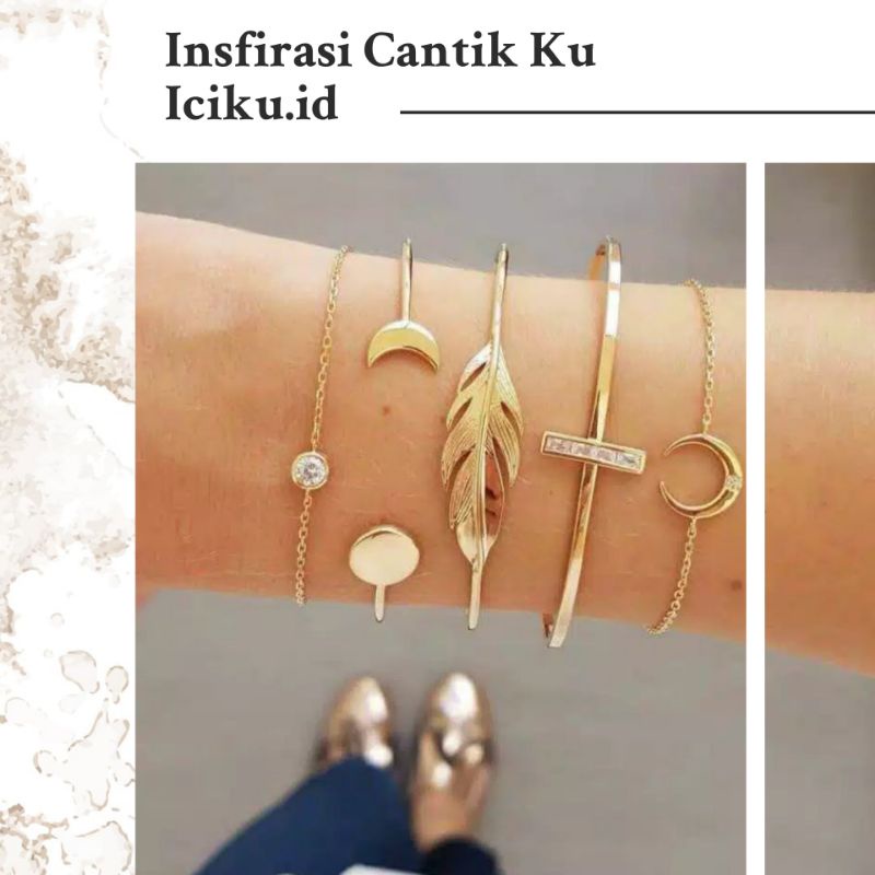 Set Gelang Wanita Emas Anti Karat Aksesoris Wanita Kekinian