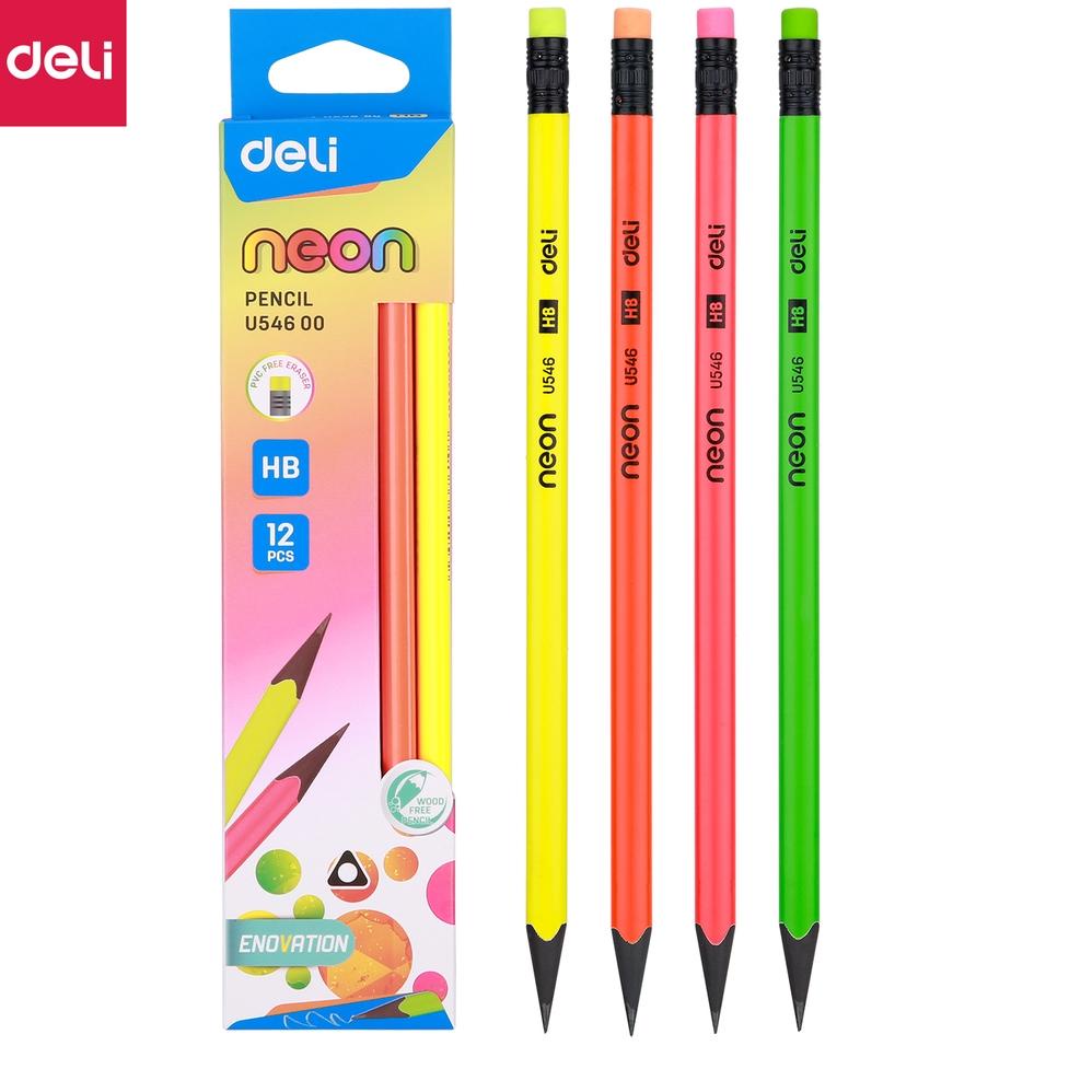 

[KODE B8LGR] Deli Neon Pencil Triangular Barrel Pensil HB φ8×188mm EU54600