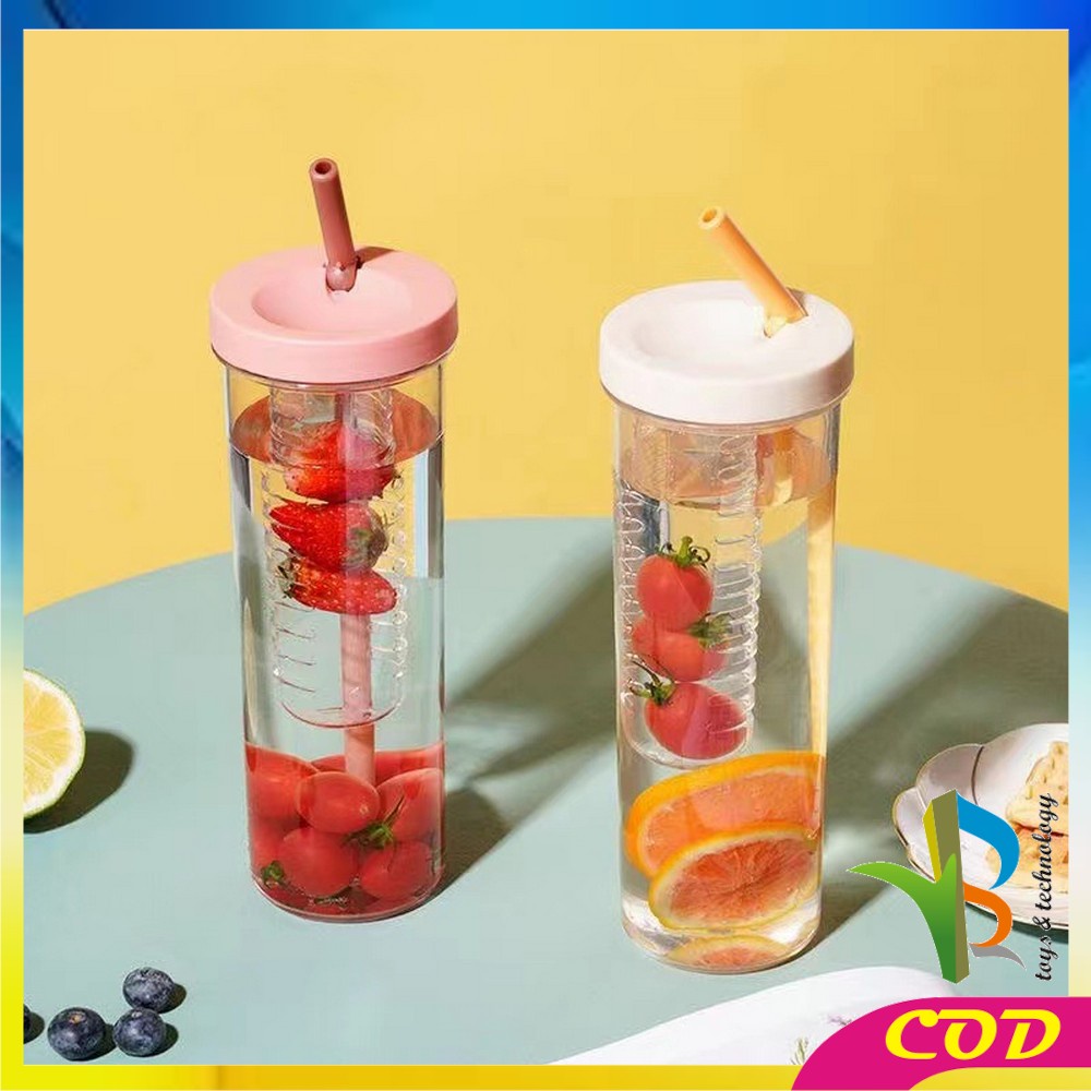 RB-C476 Botol Minum Transparan 700ML Portable Dengan Sedotan / Tempat Jus Tumbler Travel Korean Style BPA FREE