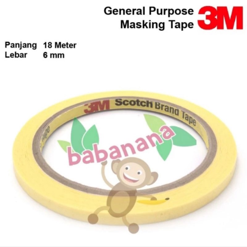 

3M General Purpose Masking Tape 6mm x 18 Meter lakban kertas