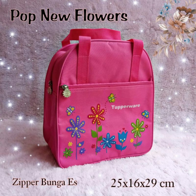 Tas bunga Crisan /tas bekal Tupperware motif bunga kupu