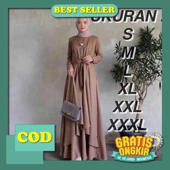 Gamis Dress Wanita Remaja Polos Model Terbaru M L Xl Bahan Crinkle Airflow Premium Panjang Warna Arm