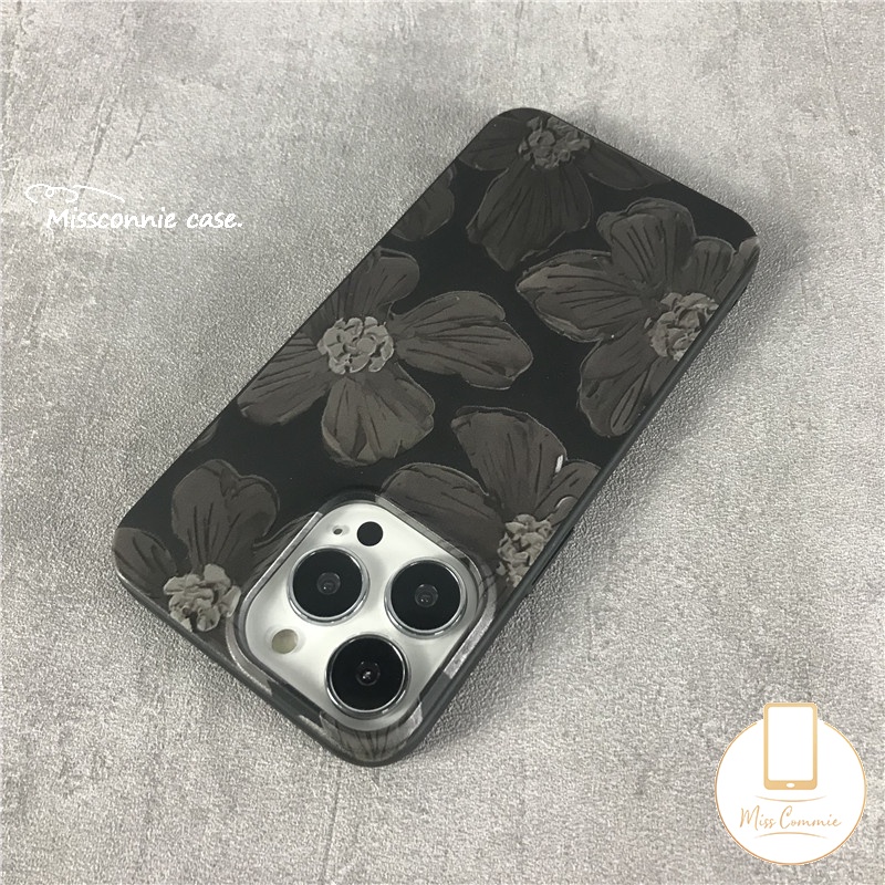 IPHONE Case Compatible Untuk Iphone11 13 12 14 Pro Max7 8 Plus XR X XS Max SE 2020 INS Fashion Retro Lukisan Minyak Bunga Full Body Glossy Halus Lembut TPU Pelindung Penutup Belakang