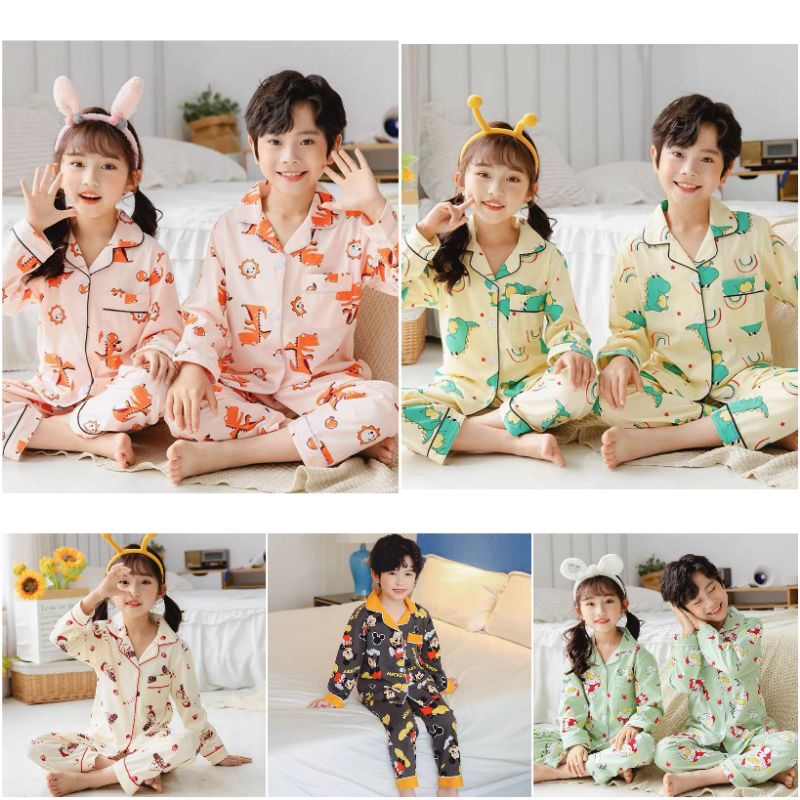 Baju tidur piyama kancing anak