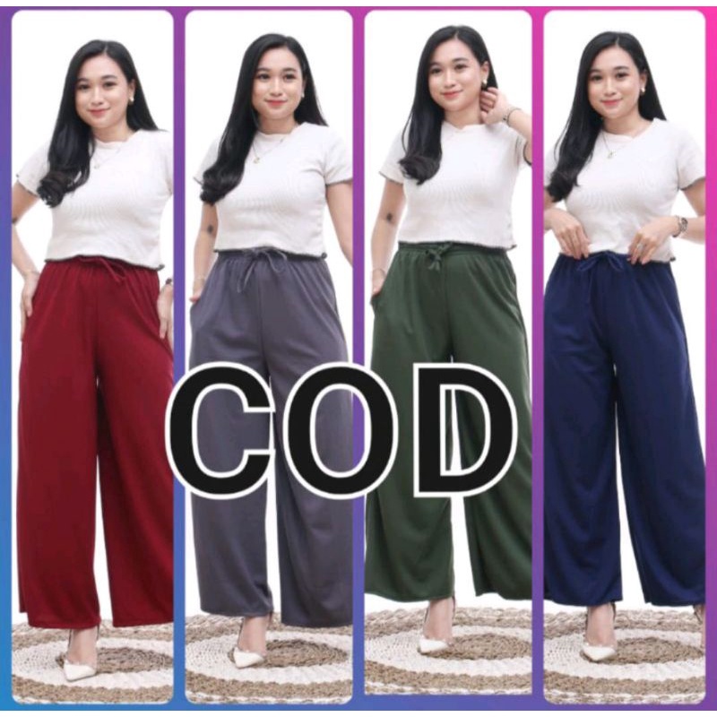Celana Knit Pants - Loose Celana Kulot High waist Panjang Basic Premium Korean Celana Kulot Murah Ce