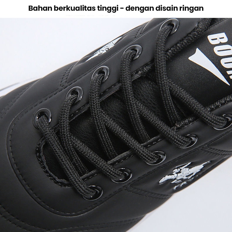 Mainland Sepatu Sneakers Pria Hitam Fashion Sport Bahan PU Daily Shoes Outdoor MC424