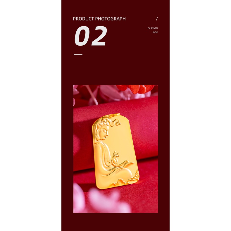 Goldkingdom Perhiasan Fashion Emas Asli Kadar 375Bangkok Aksesoris Ready Stock Gilt Guanyin Liontin Pria Dan Wanita Vintage Butik Xiangyun
