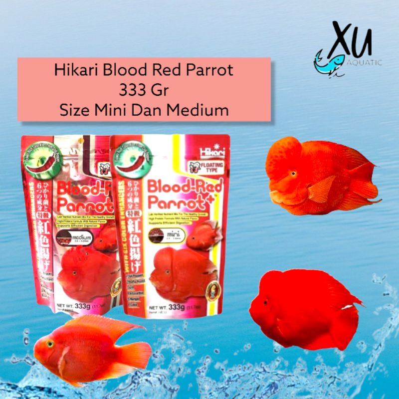 HIKARI BLOOD RED PARROT 333 GR SIZE MINI DAN MEDIUM PAKAN MAKANAN IKAN