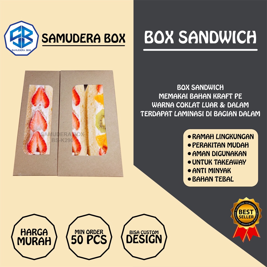 BOX SANDWICH ISI 2 / SANDWICH SEGITIGA / SANDWICH BOX FRUIT / BOX SANDWICH LAMINASI WINDOW
