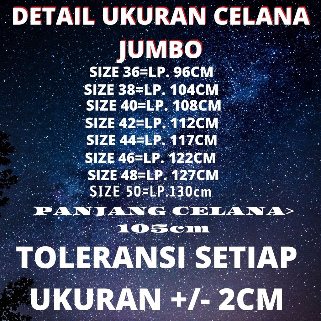 Celana Cargo Panjang Pria Jumbo Reguler Gombrong Big Size 36-48 Warna Hitam