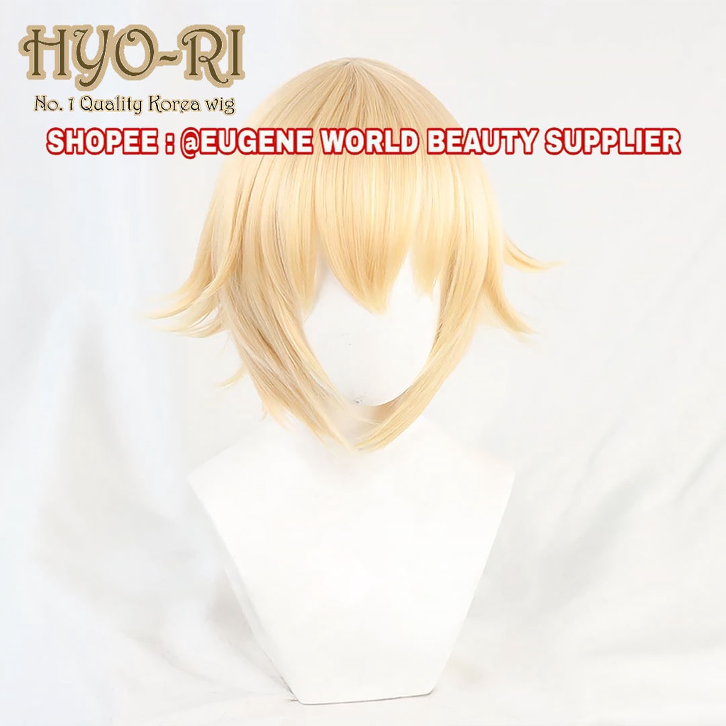 READY STOCK - WIG DAINSLEIF WIG COSPLAY GAME GENSHIN IMPACT WIG COWO COWOK PRIA PENDEK LURUS BLONDE 