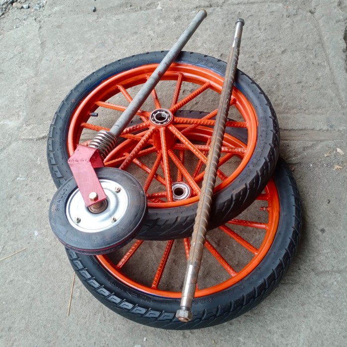 roda gerobak ruji besi 6 kecil dan gletrek merah