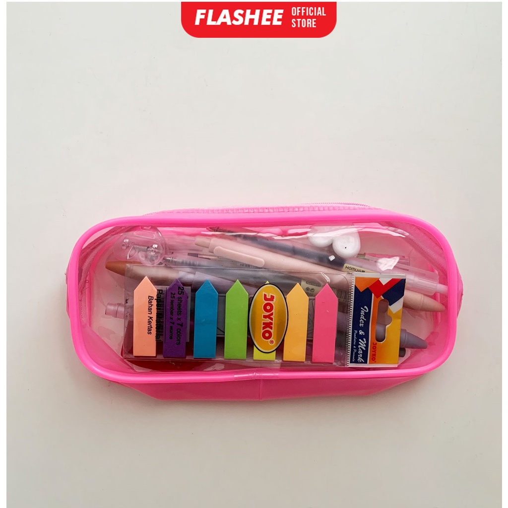 

Tempat Pensil Kotak Pensil Pink Muda Dompet Pouch PVC Transparan Resleting Kapasitas Besar Organizer Pouch Multifungsi Simple Minimalis