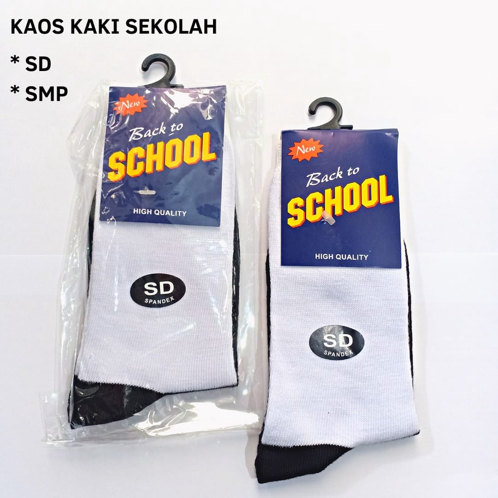 Kaos Kaki Sekolah SD SMP Putih Hitam-Kaos Kaki Back to School-Laki-laki Perempuan-Bahan Spandex PE-Bisa COD