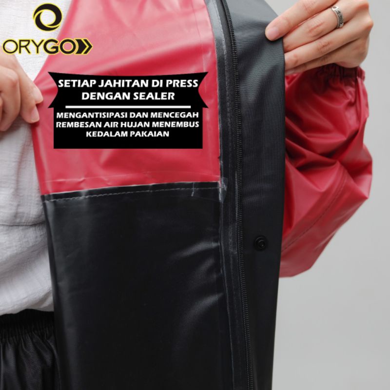 JAS HUJAN SET HOODIE (PREMIUM QUALITY) by ORYGO RAINCOAT (Pria &amp; Wanita) Desain Trendy Anti Rembes Banyak Variasi Warna (READY TO USE) Pengiriman Cepat.