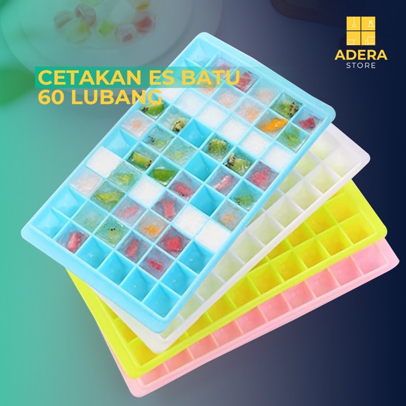 Cetakan es batu kristal jely puding warna warni 60 kotak lubang bentuk diamond