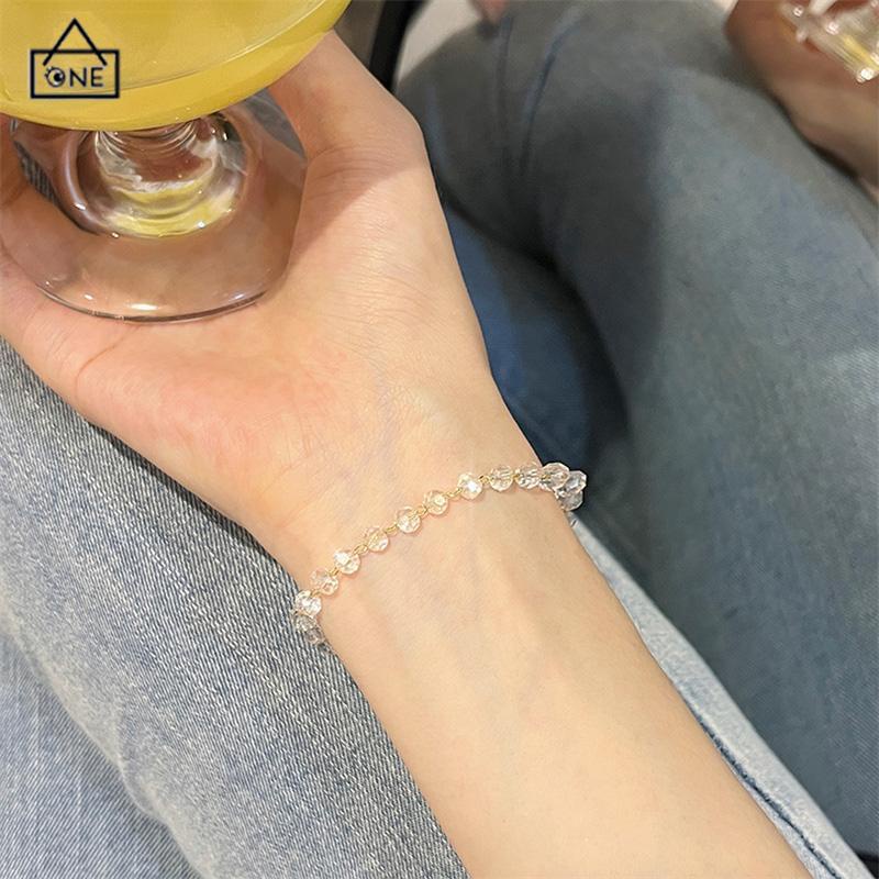 COD❤️Gelang Kristal Fashion Korea Sederhana Wanita Gadis Gelang Perhiasan Aksesoris-A.one