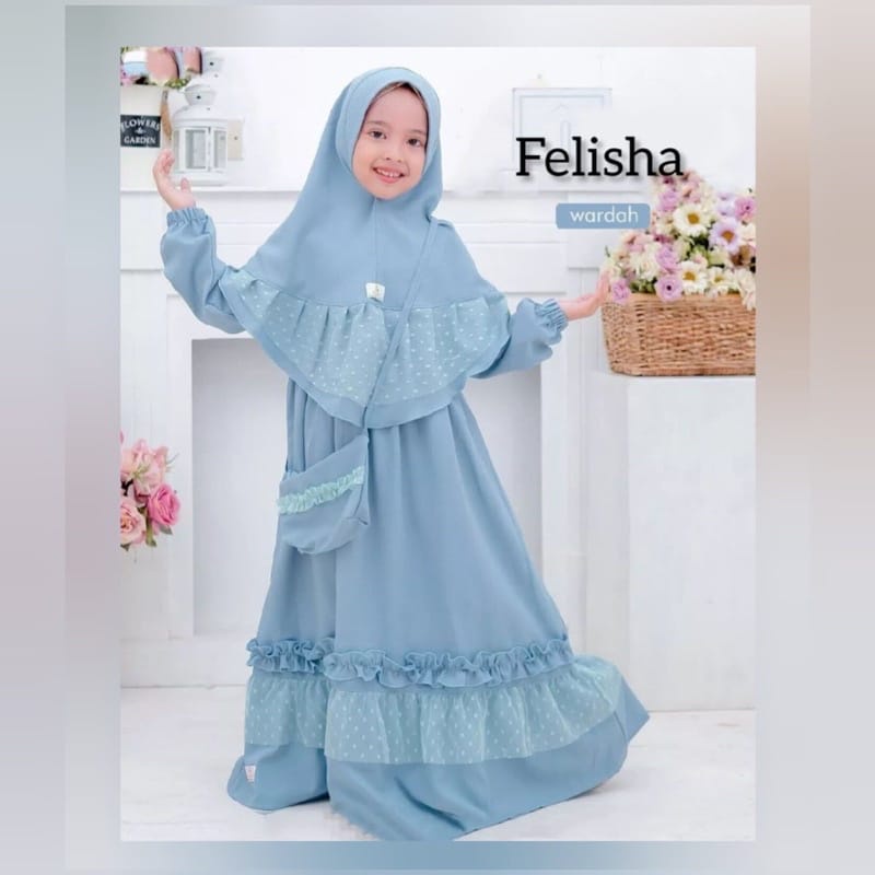 Gamis Felisha Kids FREE HIJAB/ Baju Anak Perempuan 6-8 Tahun 9-11 Tahun / Gamis Anak Perempuan