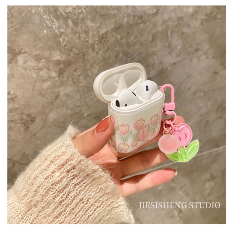 Pink Tulip Field Softcase for Airpods 1 2 Pro 3 Case Airpods Lucu