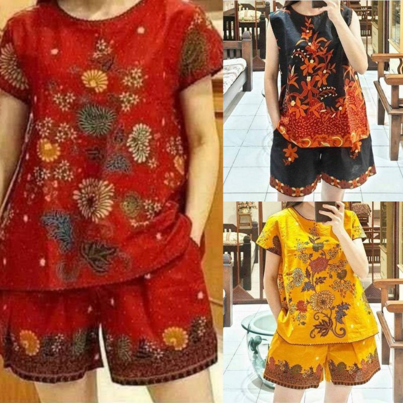Setelan Batik Baju Tidur / Piyama Batik / Baju Tidur Batik Unggul Jaya AAA