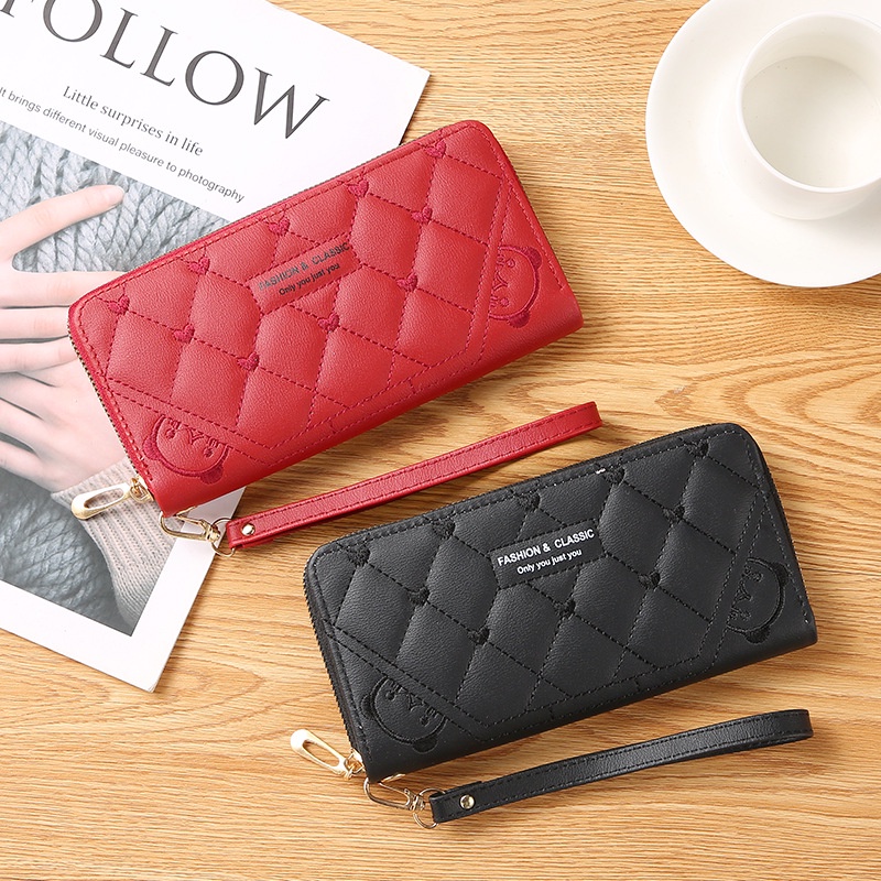 Dompet Panjang Wanita Zipper Korea Fashion Stylish Simple Dompet Clutch Cewek 1 Resleting PU Multifungsi Satu7an D81