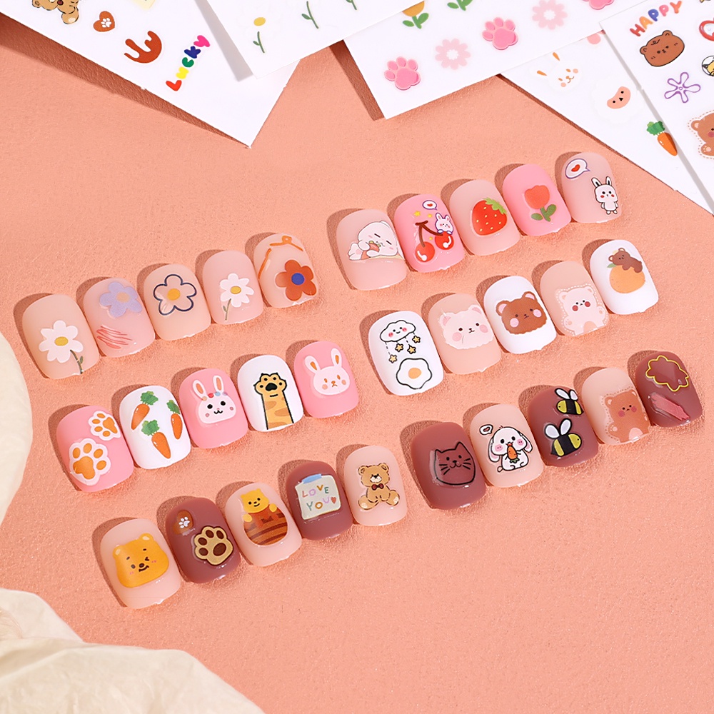 [Harga Grosir] 1pcs Dekorasi Nail Art Kelinci Stiker Kuku Anime Kartun Lucu Beruang Kecil Paw Nail Stickers DIY Stiker Kuku Untuk Anak Perempuan Dan Wanita