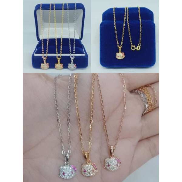kalung anak rantai nori vensy+liontin hello kitty mp/perak asli silver 925 lapis emas/perhiasan fashion terbaru