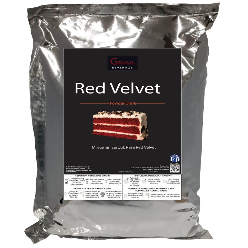 

Bubuk Minuman Premium Red Velvet 1 Kg Minuman Bubble kekinian latte Drink PREMIUM Rasa Red Velvet