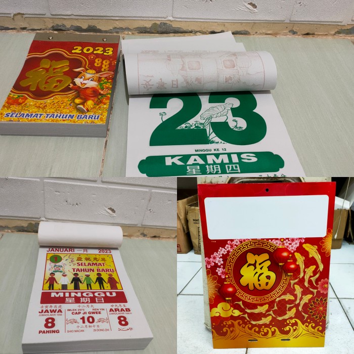 

set kalender harian besar + tatakan /papan shio ikan tahun 2023 - TTK 09