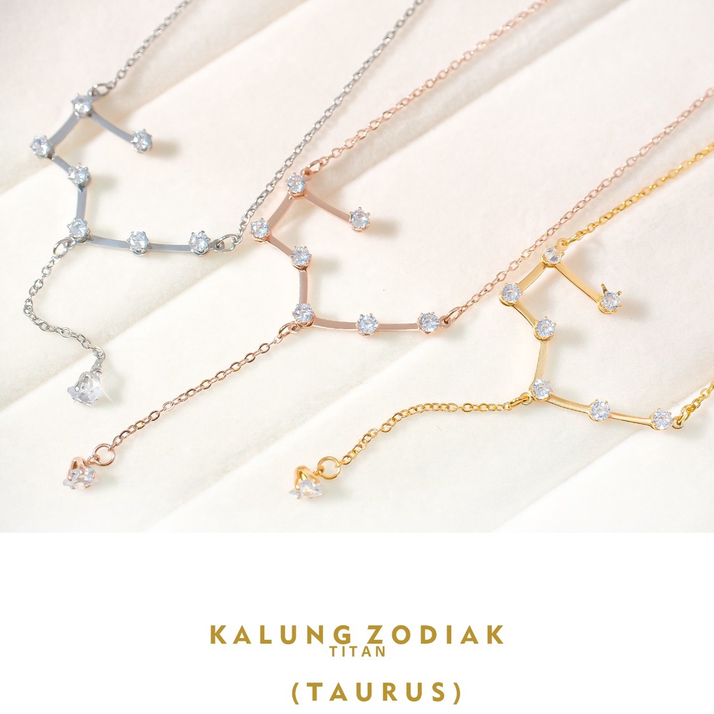 Kalung Liontin Zodiak Wanita Anti Karat Titanium Premium