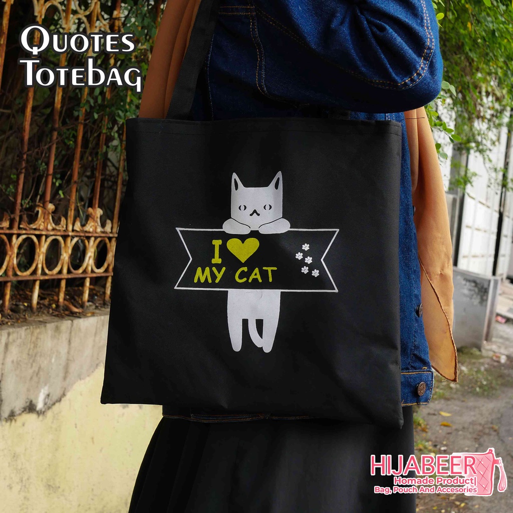 Tote Bag Sablon - Bahan Dinir D300 - Tote bag Custom - Tas Tangan