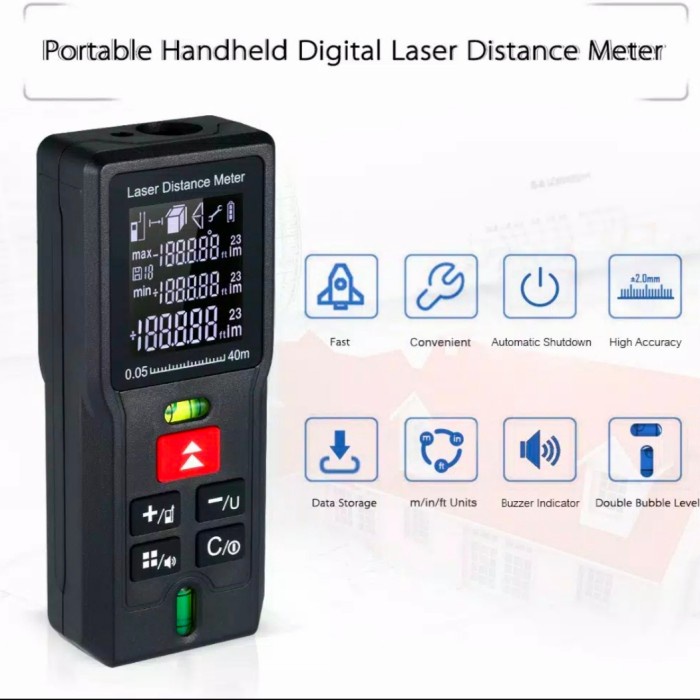 Meteran Laser Digital / Laser Distance Meter / Alat Ukur Jarak Digital 40M 60M 80M 100M 120M PT40S P