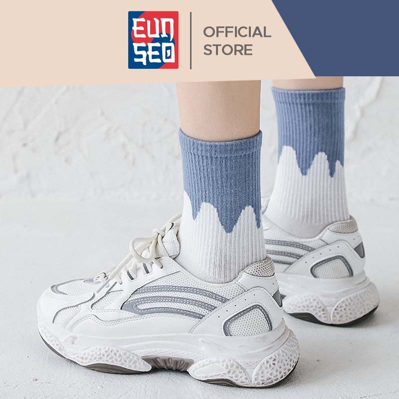 EUNSEO Kaos Kaki Panjang Pria Wanita Motif Catur Panjang Fashion Korea KaosKaki Diatas Mata Kaki Premium