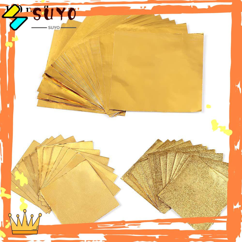 Suyo 100pcs Aluminium Foil Logam Embos Permen Gilded Baking Perlengkapan Pesta Pernikahan Timah Makanan Permen Coklat