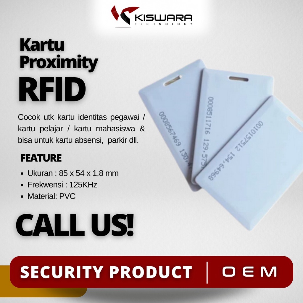 Kartu Berlubang RFID Proximity 125 Khz Card RFID Tag putih