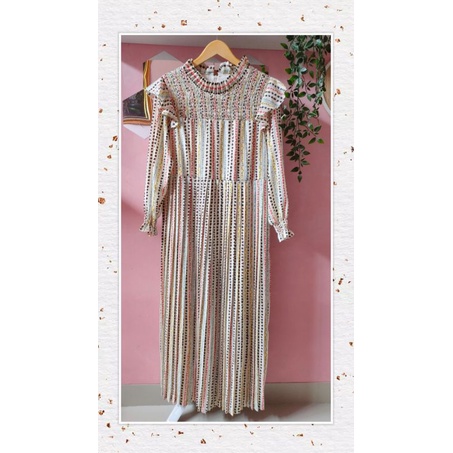 Midi Dress Bunga Smoke & Plisket Import Bangkok Terbaru Bahan Wolfis by Yuna