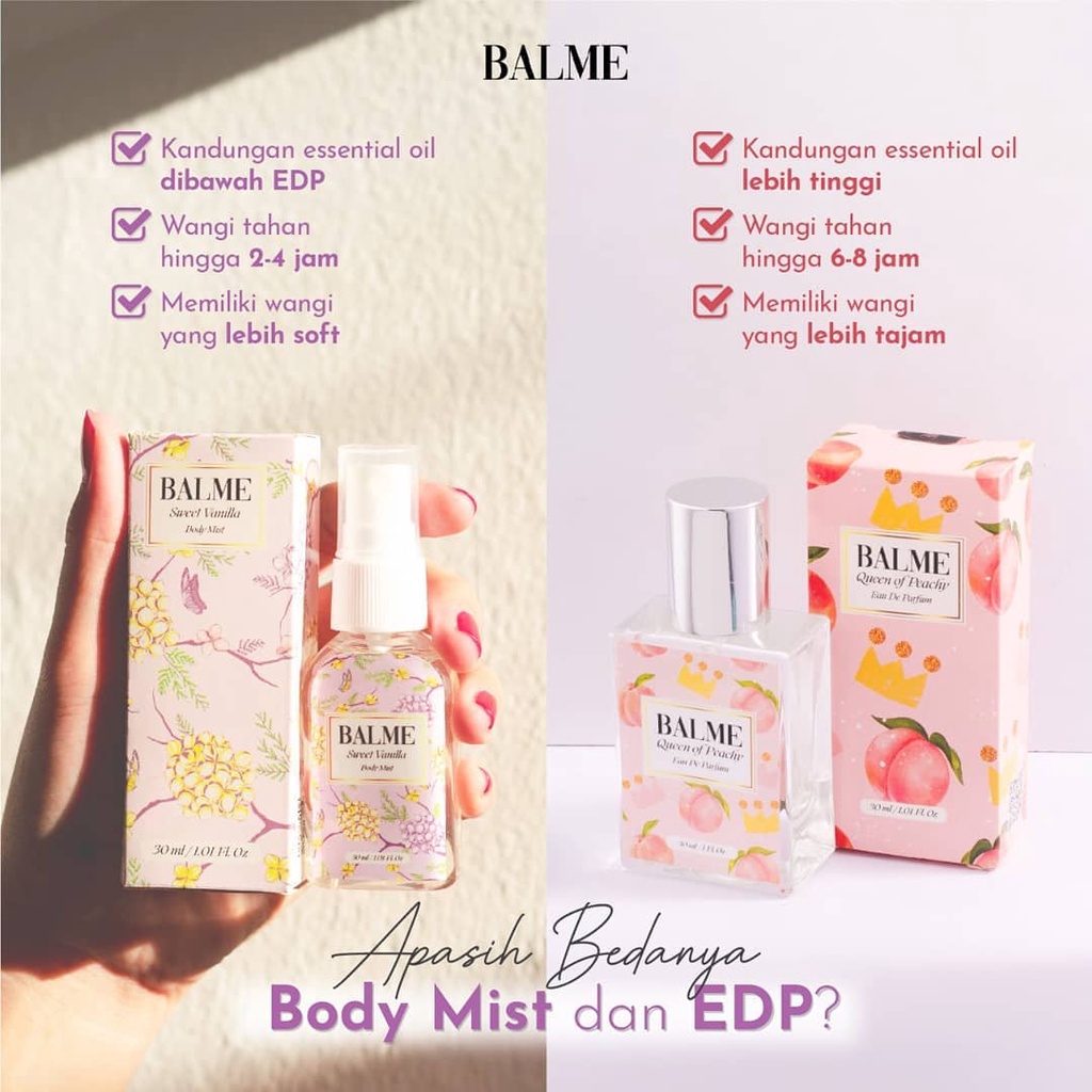 Balme Parfum Parfume Farfum Minyak Wangi Wanita Pria Cewek Cowok Anak Unisex Tahan Lama Dan Wangi Semprot Spray Roll On 24 Jam Non Alkohol Original 100% Rose De Malone