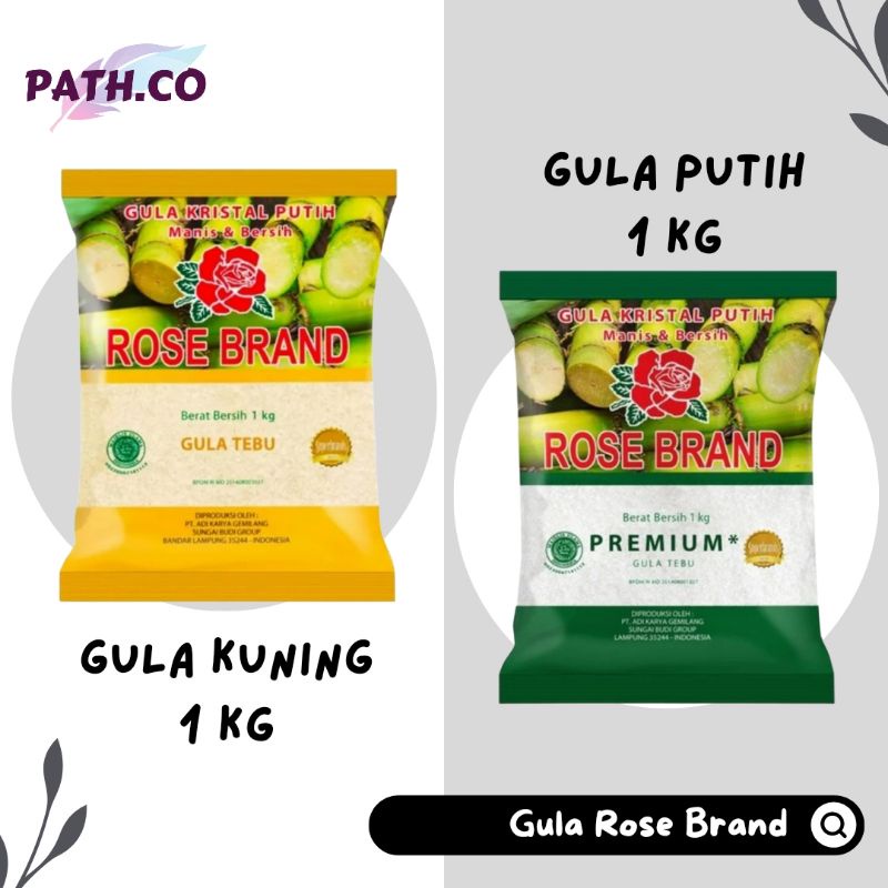 

Rose Brand Gula Pasir Kristal Kuning / Putih Rosebrand Kemasan 1 Kg