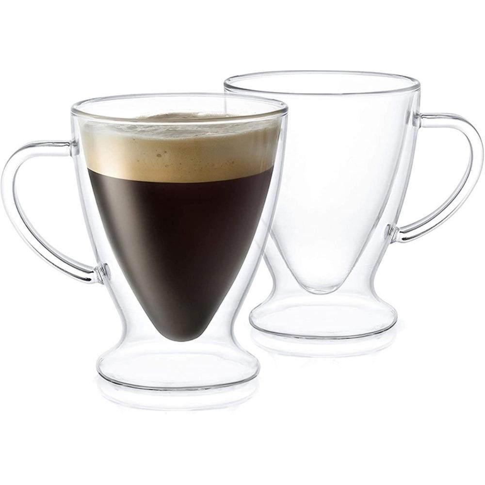 Solighter Double Wall Glass Cup Tahan Panas Insulated High Borosilicate Espresso Cangkir Kopi Sarapan Mug Transparan Bening