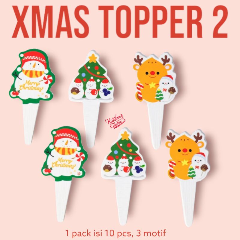 

Topper Natal Merry Christmas 1 Pack Isi 10 Pcs 3 Motif Beda