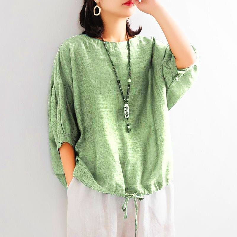 Ashley Blouse Kemeja Wanita Jumbo Polo Linen Korean Style LD 120 Cm