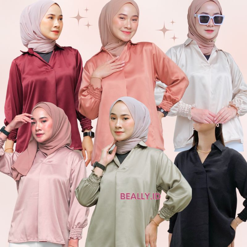 Blouse Kerah Kara V-Neck Satin