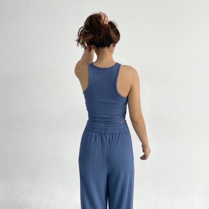 LOU SET | Setelan Wanita Ribbed Knit Set Tanktop Celana Panjang Highwaist Highwaisted Pants